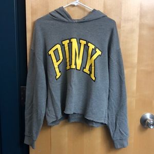 (L) PINK grey pullover hoodie